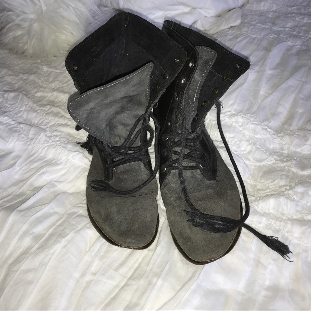 Free People Distressed Suede/Leather Boots.